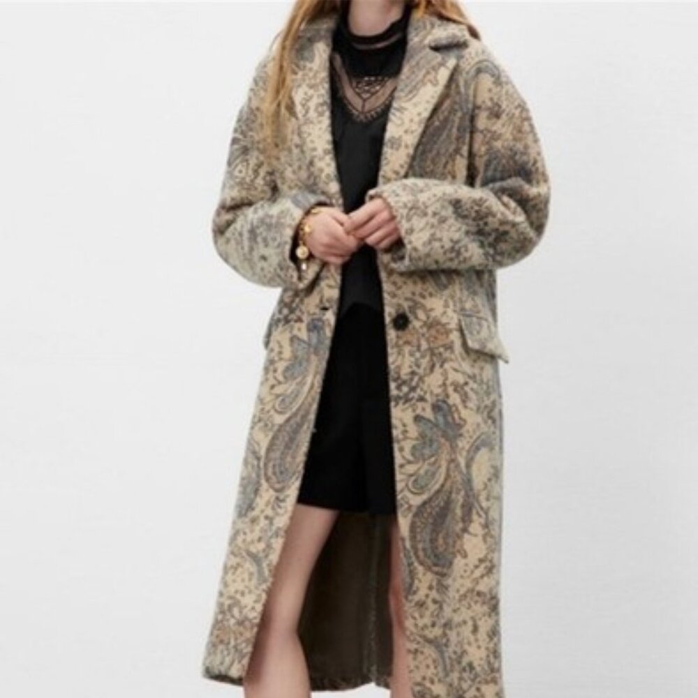 Zara Oversized Paisley Coat size